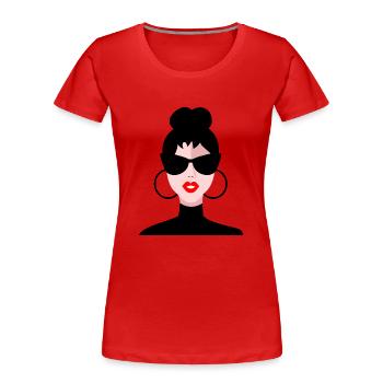 FRAU, GIRLY, WOMAN, TEENAGER. TEENAGER - Frauen Premium Bio T-Shirt - Rot - Vorne - Mia (176cm)