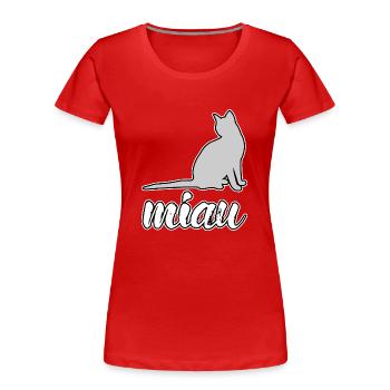 Katze miau - Frauen Premium Bio T-Shirt - Rot - Vorne - Mia (176cm)