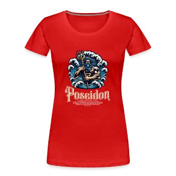 Poseidon Gott der Stürme und Meere Mythologie - Frauen Premium Bio T-Shirt - Rot - Vorne - Mia (176cm)