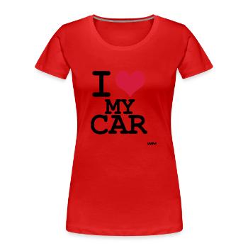 car - Frauen Premium Bio T-Shirt - Rot - Vorne - Mia (176cm)
