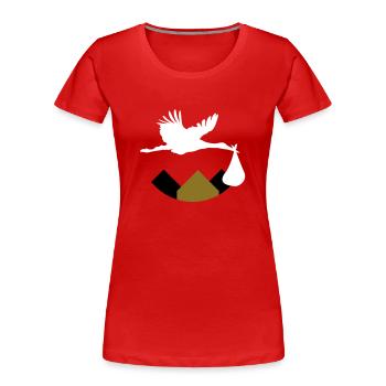 Stork & Baby (Vector) - Frauen Premium Bio T-Shirt - Rot - Vorne - Mia (176cm)