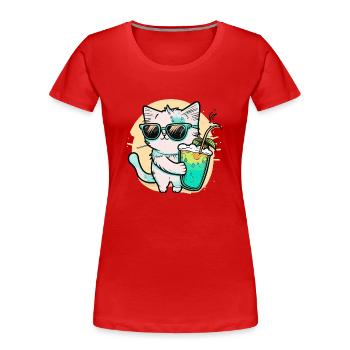 The coolest cat on the beach - Women's Premium Organic T-Shirt - red - Front - Mia (176cm)