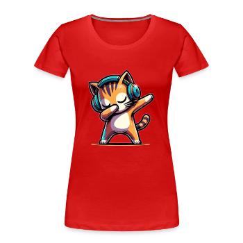 Dabbing Cat - Women's Premium Organic T-Shirt - red - Front - Mia (176cm)