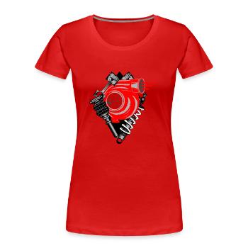 Turbolader mit Fahrwerk und Zylinder - Frauen Premium Bio T-Shirt - Rot - Vorne - Mia (176cm)