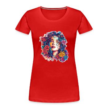 Summer Blossom Dreams Nr. 3 - Frauen Premium Bio T-Shirt - Rot - Vorne - Mia (176cm)