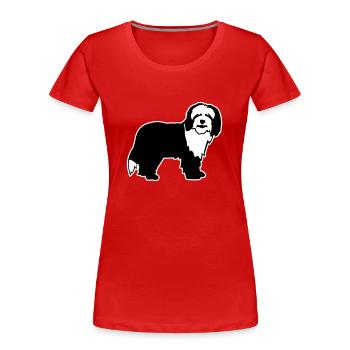 Bearded Collie - T-shirt bio Premium Femme - rouge - Devant - Mia (176cm)