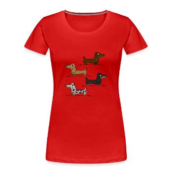 Dachshunds - Women's Premium Organic T-Shirt - red - Front - Mia (176cm)
