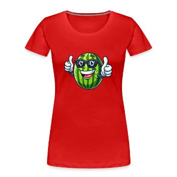 Lunettes de soleil fraîches pastèque fruits d’été - T-shirt bio Premium Femme - rouge - Devant - Mia (176cm)