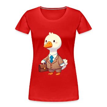 Ernsthafte Gans im Anzug mit Aktentasche - Frauen Premium Bio T-Shirt - Rot - Vorne - Mia (176cm)