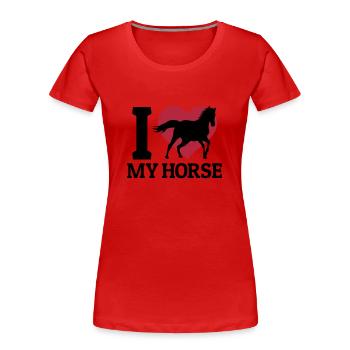 I love my horse - Frauen Premium Bio T-Shirt - Rot - Vorne - Mia (176cm)