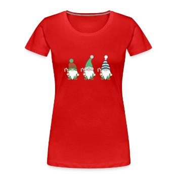 Trois nains de Noël mignons - T-shirt bio Premium Femme - rouge - Devant - Mia (176cm)