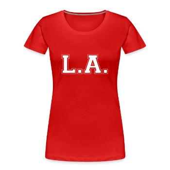 LA - Los Angeles - Frauen Premium Bio T-Shirt - Rot - Vorne - Mia (176cm)