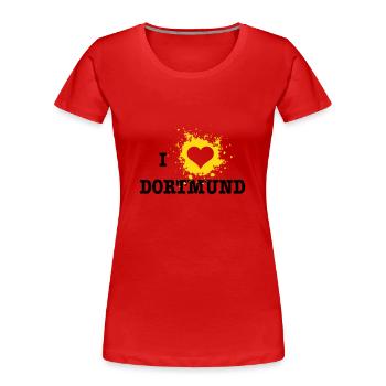 I Love Dortmund - Frauen Premium Bio T-Shirt - Rot - Vorne - Mia (176cm)