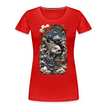 Vintage Fish Japan Tattoo Art et Angler Design - T-shirt bio Premium Femme - rouge - Devant - Mia (176cm)