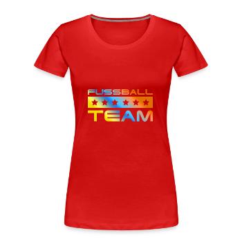 Fussball Crew Bunt - Frauen Premium Bio T-Shirt - Rot - Vorne - Mia (176cm)