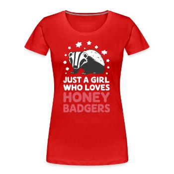 Blaireau Miel Blaireau Animal - T-shirt bio Premium Femme - rouge - Devant - Mia (176cm)