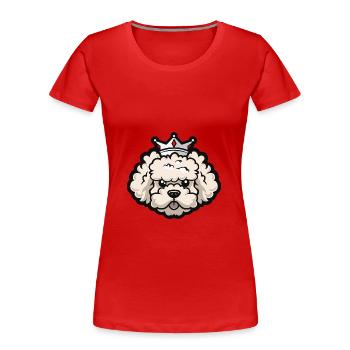 Pudel Hund Krone - Frauen Premium Bio T-Shirt - Rot - Vorne - Mia (176cm)