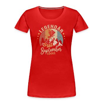 September 1992 - September 1992 Jahrestag 1992 - Frauen Premium Bio T-Shirt - Rot - Vorne - Mia (176cm)