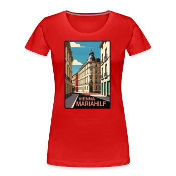 Mariahilf Wien Altstadt - Frauen Premium Bio T-Shirt - Rot - Vorne - Mia (176cm)