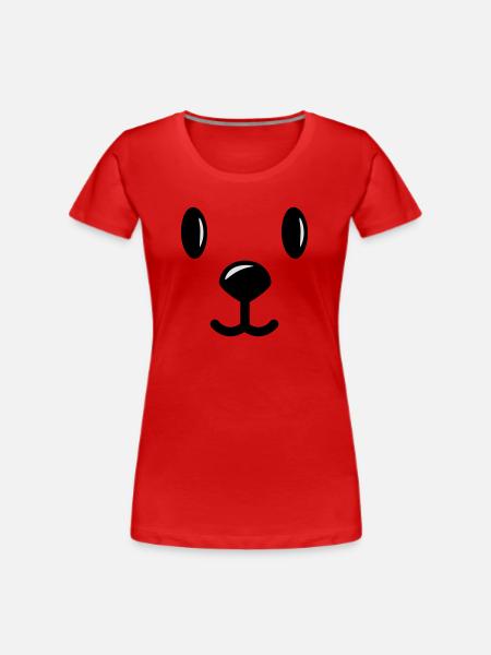 teddy bär bärchen face - Frauen Premium Bio T-Shirt - Rot