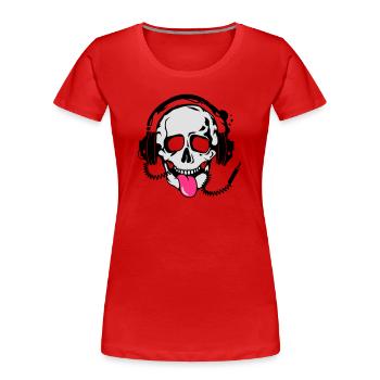 A skull stretched tongue out with headphones - Women's Premium Organic T-Shirt - red - Front - Mia (176cm)