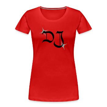 monogramme DJ - T-shirt bio Premium Femme - rouge - Devant - Mia (176cm)