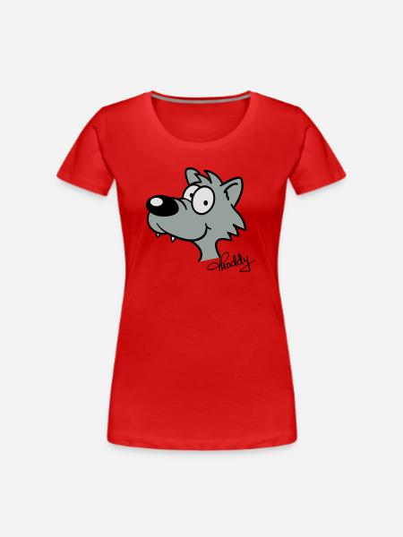 Wolf beflockbar - Frauen Premium Bio T-Shirt - Rot