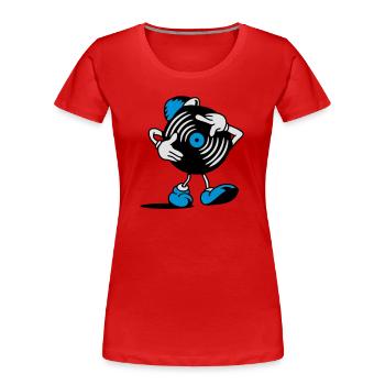 A record scratching himself - Women's Premium Organic T-Shirt - red - Front - Mia (176cm)
