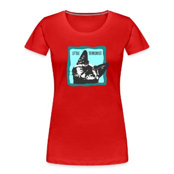 Portrait de chat avec slogans - T-shirt bio Premium Femme - rouge - Devant - Mia (176cm)