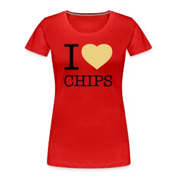I LOVE CHIPS - T-shirt bio Premium Femme - rouge - Devant - Mia (176cm)