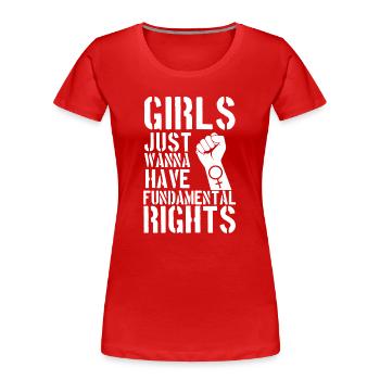 Mädchen möchten Grundrechte-Hemd gerade haben - Frauen Premium Bio T-Shirt - Rot - Vorne - Mia (176cm)