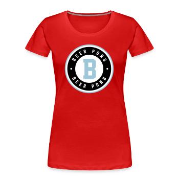Beer Pong Badge Blue Logo - Women's Premium Organic T-Shirt - red - Front - Mia (176cm)