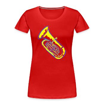Musique de tuba aux couleurs néon - T-shirt bio Premium Femme - rouge - Devant - Mia (176cm)
