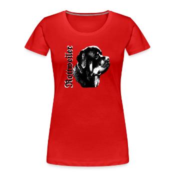 Rottweiler,Hundekopf,Kampfhund,Hundebesitzer, - Frauen Premium Bio T-Shirt - Rot - Vorne - Mia (176cm)