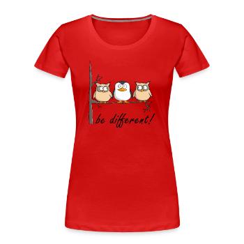 Eule und Pinguin - Frauen Premium Bio T-Shirt - Rot - Vorne - Mia (176cm)