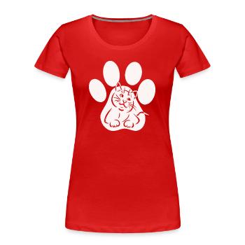 Katze Pfote Miezekatze in Pfote Geschenk - Frauen Premium Bio T-Shirt - Rot - Vorne - Mia (176cm)
