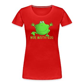 Grenouille qui rit - T-shirt bio Premium Femme - rouge - Devant - Mia (176cm)