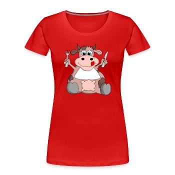 Ulkige Kuh hat Hunger - Frauen Premium Bio T-Shirt - Rot - Vorne - Mia (176cm)