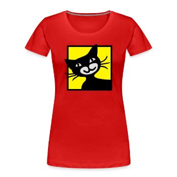 Katze - Frauen Premium Bio T-Shirt - Rot - Vorne - Mia (176cm)