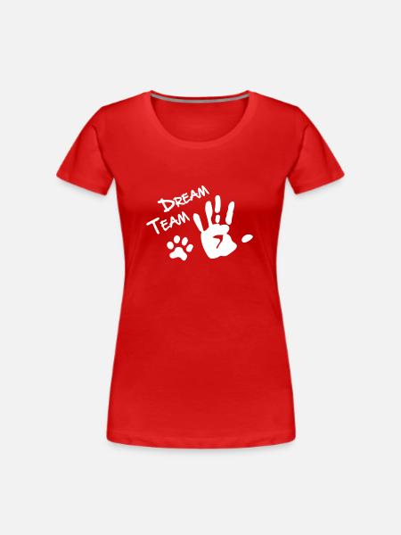 Dog Dream Team Pfote - Frauen Premium Bio T-Shirt - Rot