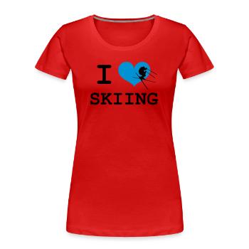 I Love Skiing - Frauen Premium Bio T-Shirt - Rot - Vorne - Mia (176cm)