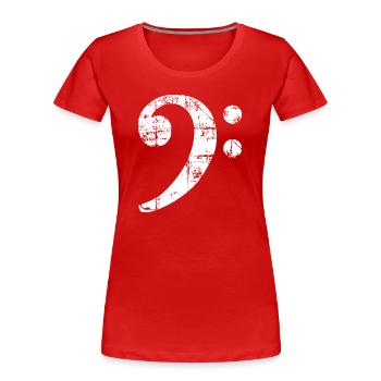 Bass Clef Symbol Vintage Music Design (Blanc) - T-shirt bio Premium Femme - rouge - Devant - Mia (176cm)