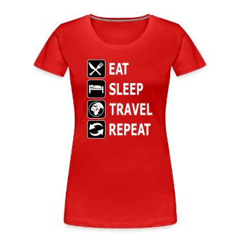 eat, travel, travel - Women's Premium Organic T-Shirt - red - Front - Mia (176cm)