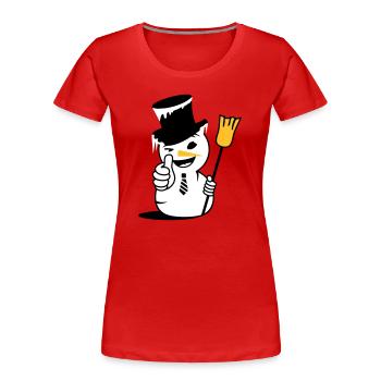 Un bonhomme de neige cool avec le pouce vers le haut - T-shirt bio Premium Femme - rouge - Devant - Mia (176cm)