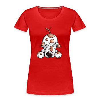 Drolliges Hundetier - Frauen Premium Bio T-Shirt - Rot - Vorne - Mia (176cm)