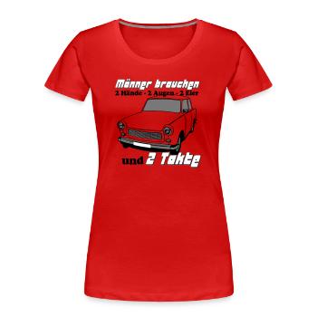  , DDR , 2 Hände 2 Augen 2 Eier 2 Takte (25 - Frauen Premium Bio T-Shirt - Rot - Vorne - Mia (176cm)