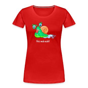 Nicht hetzen, dicke Schnecke, fett, laufen, - Frauen Premium Bio T-Shirt - Rot - Vorne - Mia (176cm)