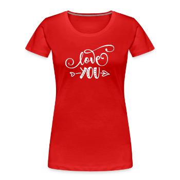 Love You Charm Between Hearts and Arrows Pattern - Women's Premium Organic T-Shirt - red - Front - Mia (176cm)