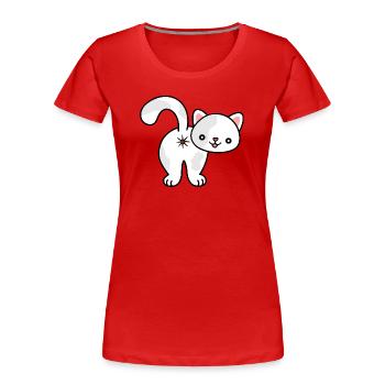 Chaton par derrière, connard, chat, chaton, cul - T-shirt bio Premium Femme - rouge - Devant - Mia (176cm)