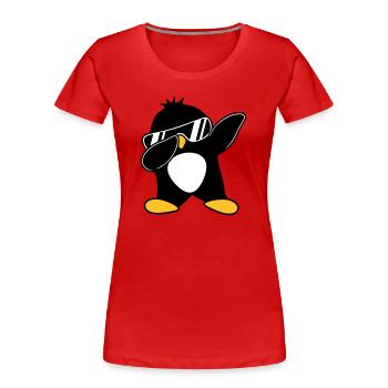 Pingouin dabbing - T-shirt bio Premium Femme - rouge - Devant - Mia (176cm)